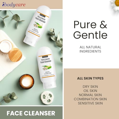 Aloe Chamomile Face Cleanser for Sensitive Skin, Sulfate Free, Paraben Free, Fragrance Free, Daily Face Wash, Gentle Natural Cleanser for Women and Men, 4 oz