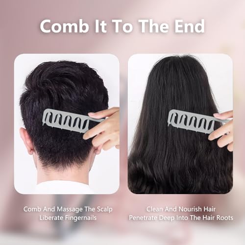 Texture Comb & Textured Styling Tool for Volumizing Fluffy Hair, 2-Pack Wide Tooth Quad Design for Detangling and Styling, Texturizing Solution for Women & Men (Grey+Pink£©