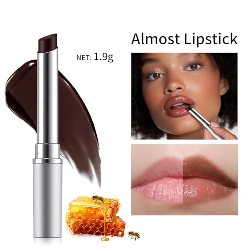 2Pcs Tinted Lip Balm with Hydration - Natural Glossy Finish Honey Lipstick in Black&Pink, Lip Care for Dry Lips and Bareface Makeup (Black, 2Pcs)