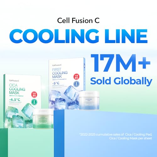 Cell Fusion C Post Alpha First Cooling Mask 5ea with Glacial Water & Panthenol, Hydrating and Plumping Korean Sheet Mask for Sensitive, Dry Skin