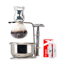 Grandslam Shaving Brush and Bowl Kit for Men, 4 in 1 Shaving Brush Set, Include Butterfly Open Safety Razor, Stainless Steel Shaving Soap Bowl and Stand, Shaving Brush, 10 Double Edge Blades
