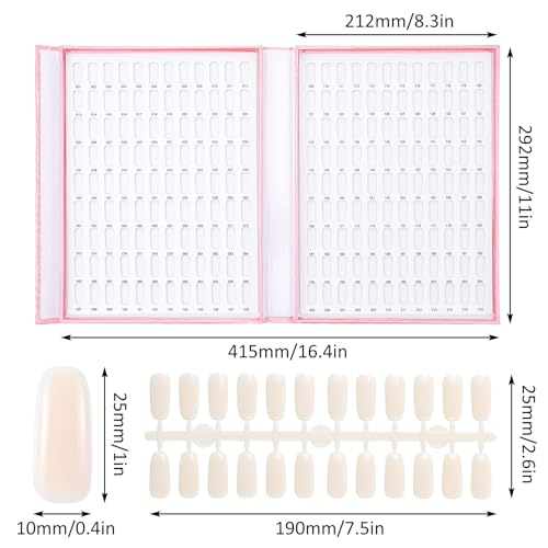 2 Pack 216 Colors Nail Display Book, Nail Gel Polish Display Chart with 480 Nail Tips, Nail Polish Sample Display Book for Nail Salon and Nail Painting Practice, No Need Glue