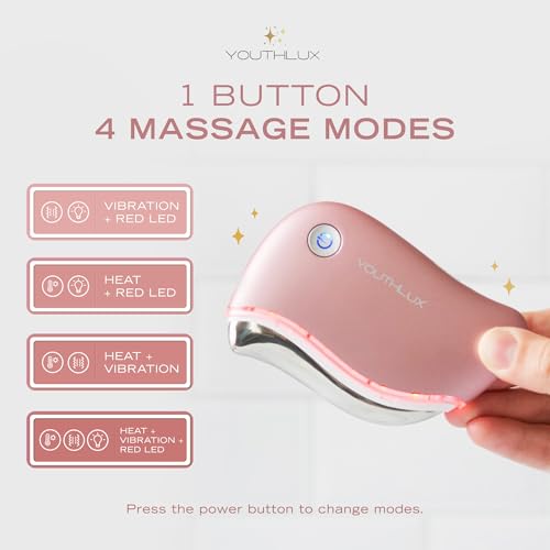 ProSculpt Heated Gua Sha Facial Massager ? Electric Guasha Tool for Face Sculpting, Relaxation & Skincare | Soothing Vibration Facial Massage Tool with Contoured Design (Rose Gold)