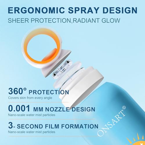 Reef Safe Mineral Sunscreen Spray SPF 50+ with Zinc Oxide, Broad Spectrum UVA/UVB Protection, Lightweight Non-Greasy, Travel Size Sunscreen for Face & Body, Water & Sweat Resistant, 6.76 oz(2 Pack)
