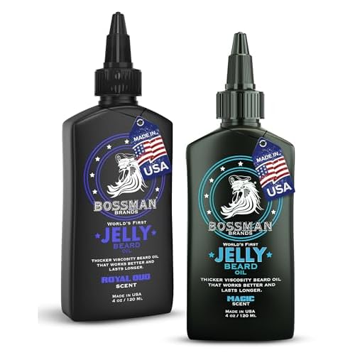 Bossman Jelly Beard Oil for Men Bundle | 2 Pack, 8 oz (Magic + Royal Oud Scents) | Softens, Moisturizes & Conditions with Natural Ingredients ? Made in the USA