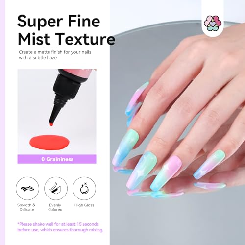 SAVILAND Airbrush Gel Nail Polish Hema-Free: Dilution-free 30ML Airbrush Polish Set, Cool & Warm Colors Non-Acetone Airbrush Stencils for Nails Airbrush for French Nail Art Manicure DIY Salon & Party