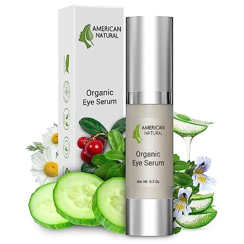 American Natural Eye Serum for Puffy Bags Under Eyes (0.5oz) - Dark Eye Circle Remover with Organic Cucumber & Chamomile Extract | Fine Line & Wrinkle Reduction Anti Aging Serum For Men & Women