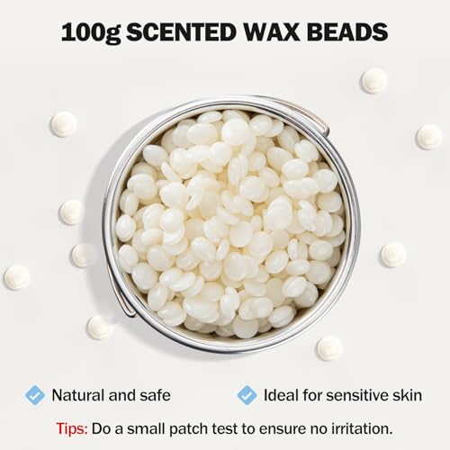SUERBEATY Hard Wax Beads for Nose Ear Hair Removal, Nose and Ear Wax Kit for Men or Women, Refill Wax Beads for Eyebrow, Lip, Face, Creamy Scent, Painless, Portable, 100g