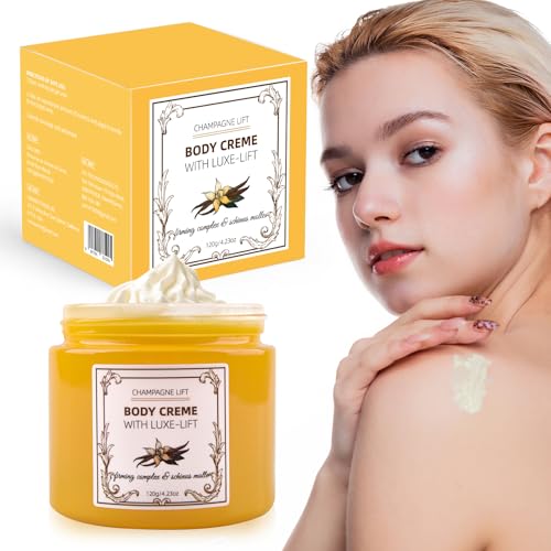 Champagne Body Cream, Champagne Lift Body Creme with Firming Complex & Pink Pepperslim, Deep Hydration & Smoothing Body Cream, Firms & Lifts Arms & Legs, Hydrates Dry Skin, Vanilla Scent