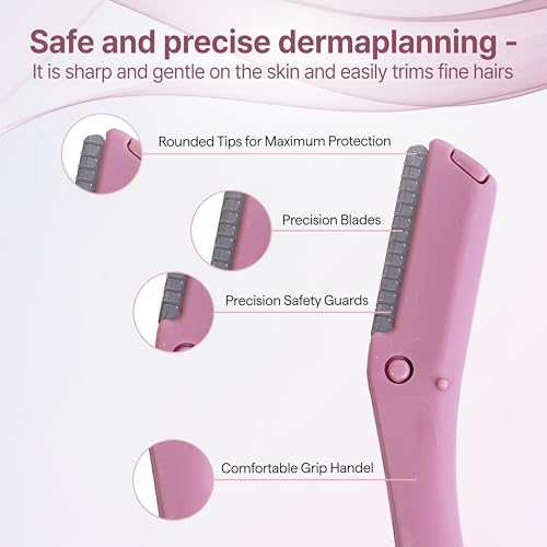 KoDerMa Dermaplaning Tool with Protective Cap ? Face Razor for Women & Men | Peach Fuzz Remover & Eyebrow Trimmer | Easy Exfoliation | K-Beauty Inspired | Ergonomic Blade Design (12)