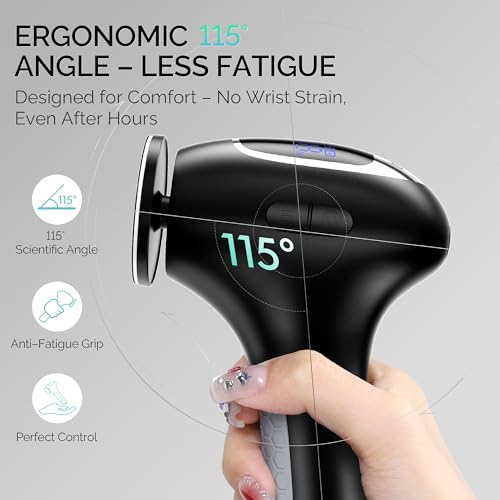 L'UGX Electric Callus Remover for Feet ?Powerful 8N¡¤cm Torque Professional Pedicure Foot File, 3-Speed Settings, LCD Display, 60pcs Sandpaper Discs, Type-C Rechargeable, Ergonomic Handle