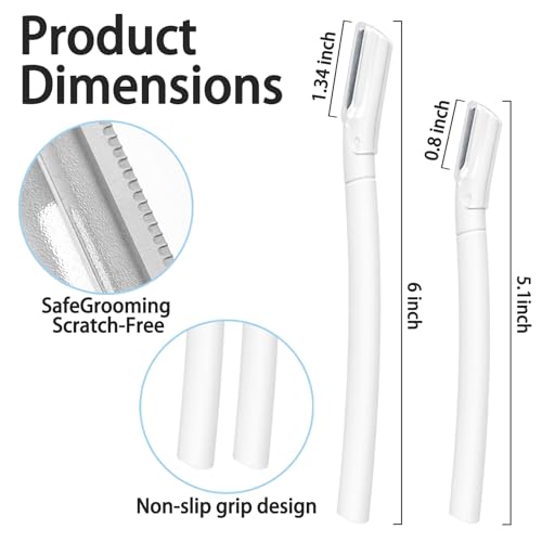 Dermaplane Razor for Women Face, 10 Pack Professional Facial Hair Removal & Dermaplaning Tool for Peach Fuzz, Eyebrow Shaping and Gentle Exfoliation (White)