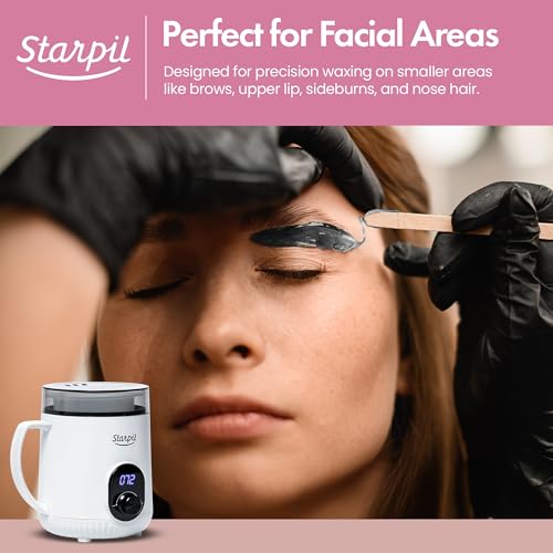 Starpil Wax Warmer - Digital Mini Wax Warmer for Hair Removal 8.4oz / 238g ? Best for Hard Wax Beads ? Use for Hair Removal ? Adjustable Temperature Wax Pot for Facial Hair (White)