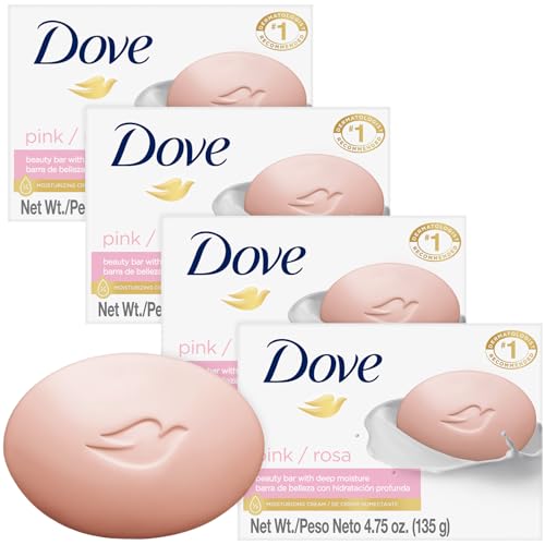 Dove Soap, Pink Beauty Bar 4-Pack ? 3-in-1 Moisturizing Face, Body & Hand Soap, 4.75 Oz Ea