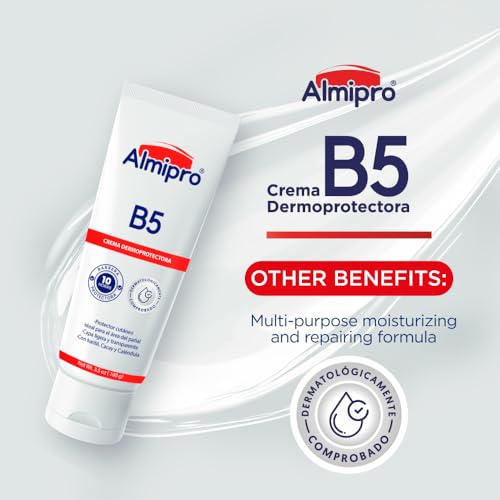 almipro B5 Dermo Protector cream. Moisturizing, repairing, protecting formula. Calendula and Cacay oil. Multi-Purpose Cream for Delicate Skin, Body, Hand Balm, Baby Safe. Soft & Clear texture. 3.5 oz