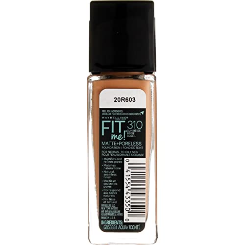 Myb Fitme 310 Mp Fndtn Sn Size 1z Maybelline Fit Me Matte+poreless Foundation Sun Seige 310 1 Fl Oz