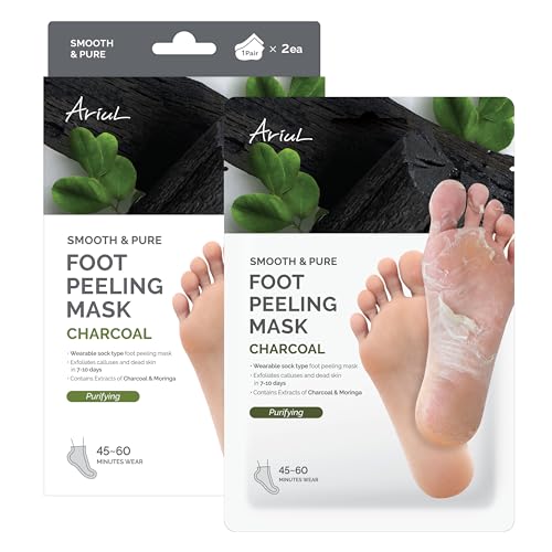 Ariul Smooth & Pure Foot Peeling Mask, Exfoliating Peeling mask, Korean Skin Care, 2 Pairs (Charcoal)