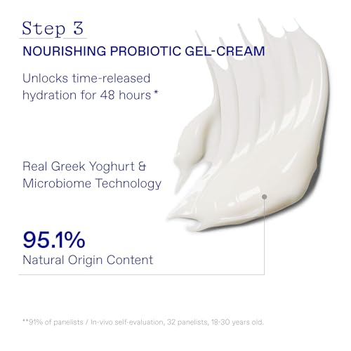 KORRES Greek Yoghurt Hydration Boost Trio Set, 3-Step Skin Care Kit with Foaming Cream Cleanser, Eye Gel & Probiotic Gel Cream, Pre & Probiotics for Balanced Hydration, Clean Beauty, 3 Piece Set