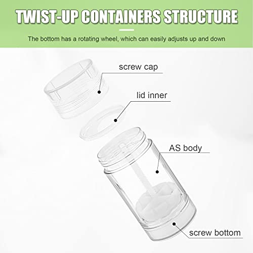 9 PCS 2.5oz/75ml Round Plastic Containers, Reusable Clear Twist Up Filling Stick Holder, Makeup Stick for DIY Balm, Chapsticks, Bottom-Filling