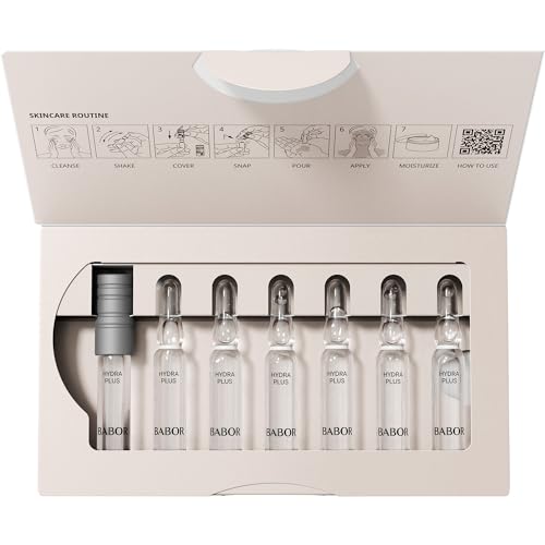 BABOR Hydra Plus Ampoule Concentrate, Moisturizing Skincare Capsule, Hyaluronic Acid Serum, Deeply Nourish to Plump and Smooth Skin, Anti Aging Serum 7 Day Treatment