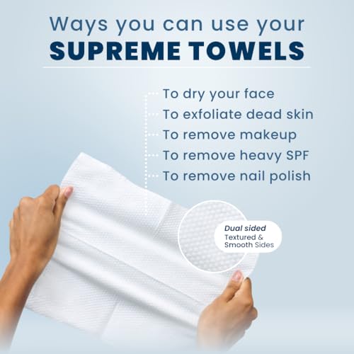 Clean Skin Club Clean Towels XL¢ç Supreme, 100% USDA Biobased Face Towel, Disposable Face Towelette, Eczema Association Accepted, Thicker Textured Dry Wipes, Ultra Absorbent & Soft, 1 Pack, 50 Ct