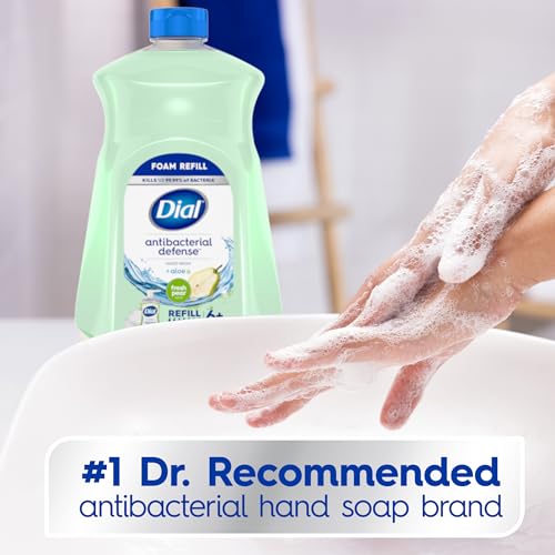 Dial Antibacterial Foaming Hand Wash, Fresh Pear, 7.5 fl oz Pack of 6 & Antibacterial Foaming Hand Soap Refill, Fresh Pear, 52 fl oz