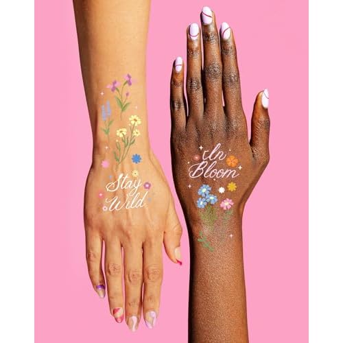 xo, Fetti Wildflower Garden Temporary Tattoos - 104 designs | Pastel Florals, Spring, Garden Party, Bridal Shower, Birthday Favors, Easter, Girly