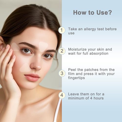 Wrinkle Patches for Face Overnight, Face Tape for Wrinkles, Facial Patch for Forehead, Eyes, Crows Feet, Smile Lines - 144 Count Adhesives Patches (Clear)