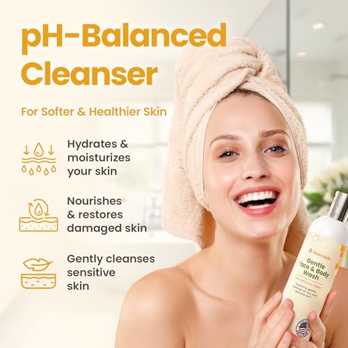 Honeyskin Face and Body Wash Moisturizer for Acne and Sensitive Skin Body Wash with Manuka Honey - Hydrating Facial Cleanser for Dry and Sensitive Skin and Anti-Aging Skincare for Men and Women (4oz)