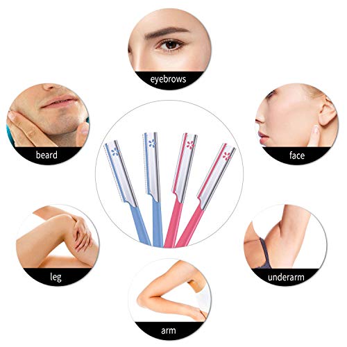 10 Pieces Eyebrow Razor for Women Facial Shaver Razor Brow Shaper Eyebrow Trimmer Dermaplaner Shaping Tool with Cover (Pink)