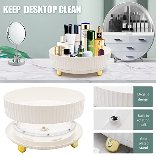 Makeup Perfume Organizer Perfume Tray, 360 Degree Rotating Rotating Makeup Organizer Lazy Susan Cosmetic Desk Storage Lotions Display Cases Organizador de Maquillaje with Large Capacity