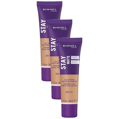 Rimmel Stay Matte Foundation, Buff, 1 Fluid Ounce (Pack of 3)