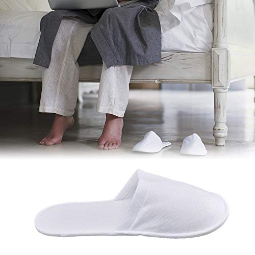24 Pairs Spa Slippers,Closed Toe Disposable Slippers,Non-Slip Slippers Fit Size for Men and Women for Hotel Home Guest Used,White