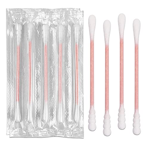 1000 Pack Cotton Swabs, Individually Wrapped Cotton Swab, Individually Wrapped Double Tipped Paper Sticks for Ear, Make-up(Spiral-Round End)