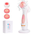 Facial Cleansing Brush, 3 in 1 Electric Face Scrubber with 3 Brush Heads for Women/Men, Waterproof Rechargeable Face Cleansing Brush for Dry Oily Sensitive Skin (Pink)