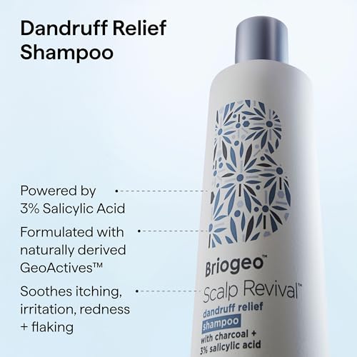 Briogeo Scalp Revival Dandruff Relief Shampoo | Charcoal + 3% Salicylic Acid | Daily Anti-Dandruff Shampoo for Flakes, Itching & Irritation | Color-Safe | Vegan & Cruelty Free | 8.4 oz