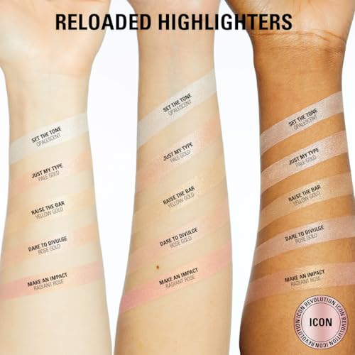 Revolution, Reloaded Pressed Powder Highlighter, Intensely Pigmented for a High Impact Dewy Finish, Just My Type, 0.22 Oz