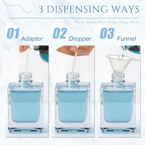 6 Pack 30 ml Empty Glass Perfume Bottles Bulk Refillable Atomizer Cologne Bottles DIY Perfume Making Supplies Vintage Fragrance Packaging Glass (Gold Metal Lid)