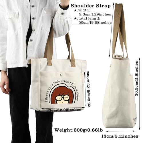 CMNIM Cartoon Merchandise Gift I Don't Like To Smile Unless I Have a Reason Larger Tote Bag 90s TV Show Merch for Fans