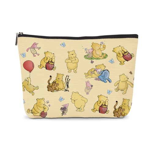 1Pcs Cute Winnie Decor Gift for Women, Classic Winnie Makeup Bags, the Pooh Make Up Pouch with Zipper, Yellow Travel Make Up Pouch, Perfect for Women Girls Birthday Gifts