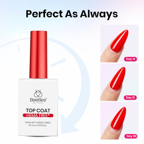 Beetles HEMA-Free Gel Top Coat 15ml - Long Lasting High Gloss for Gel Nail Polish Shine UV/LED Curable, for Salon & Home DIY Nail Art
