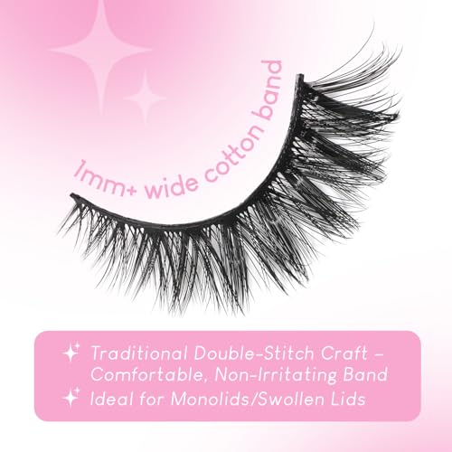 False Eyelashes 48 Pairs Faux Mink Lashes 14mm Wispy Lashes 3D Fluffy Cat Eye Lashes Pack Bulk Wholesale Strip Lashes(style 48-045)