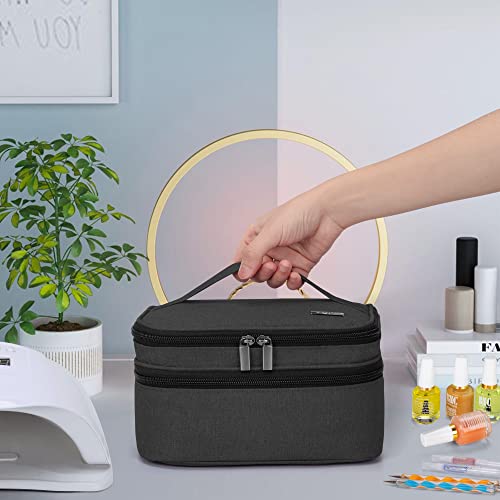 LUXJA Nail Polish Carrying Case - Holds 30 Bottles (15ml - 0.5 fl.oz), Double-layer Organizer for Nail Polish and Manicure Set, Black (Bag Only)