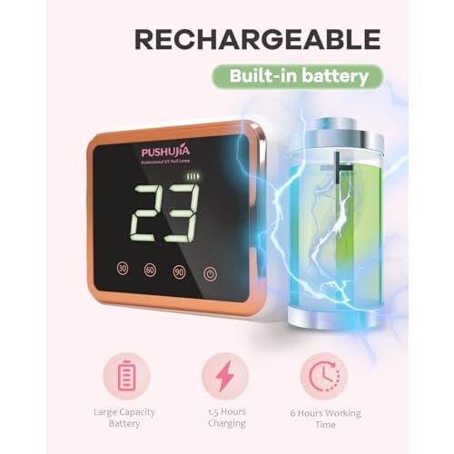 Professional Rechargeable UV LED Nail Lamp,Cordless UV Nail Dryer for Gel Polish with 3 Timer Settings (30/60/90s), Smart Infrared Sensor & LCD Display, 30 UV/LED Beads