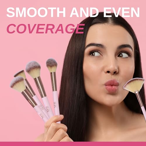 14pc Ultimate Beauty Brush Collection - Full Makeup Eyelash Curler Tweezer Sponge Kit Cosmetic Tools Professional Face Eye (ROSE GOLD)