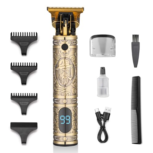 Hair Clippers for Men Professional Hair Trimmer Barbers Beard Trimmer Shaver Razor Hair Grooming Cutting Kit at Home T Blade Liner Trimmer Cordless Rechargeable Zero Gapped Edgers Gifts for Men