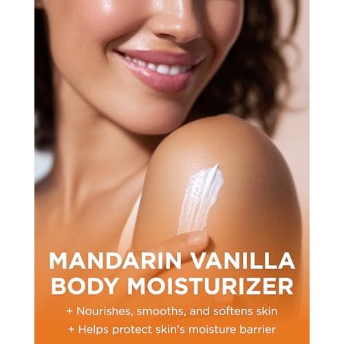 Andalou Naturals Vitalizing Body Lotion Mandarin Vanilla - Hydrating Daily Moisturizer to Nourish Dry Skin - With Shea Butter, Cocoa Butter, Rose Hip Oil, Argan Oil, & Aloe Vera - 8 fl oz