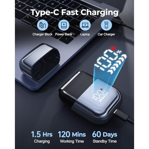 Foil Shavers for Men, Mini Electric Razors for Close Shaving Face with High Speed 3 Floating Blade Heads, USB C Fast Rechargeable Foil Shaver IPX7 Waterproof Wet Dry Travel Locked/Led Display