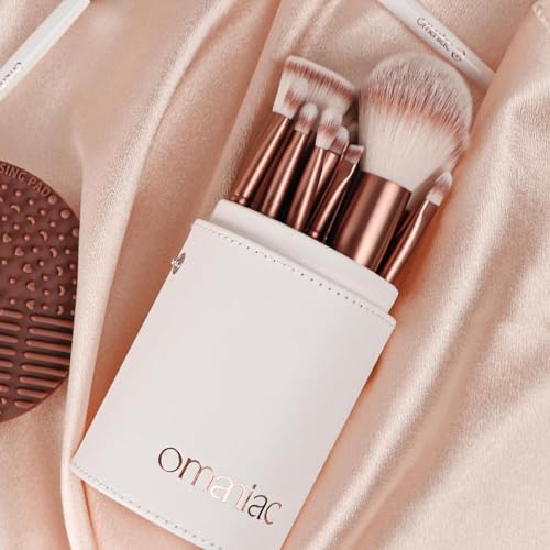 OMANIAC 20Pcs Makeup Brush Set Professional - Premium Synthetic Foundation Eyeshadow Blending Face Powder Brushes with Travel Case - Cruelty-Free Beauty Gift Kit for Beginners & Women (White)