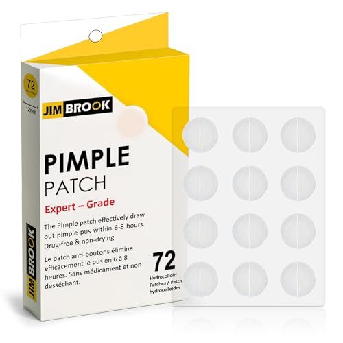 Pimple Patches For Face (72 Patches) Hydrocolloid Pimple Patches ? Round Design Tapered Blemish Patches ? Pimple Stickers | Zit Patches ((72 Count (Pack of 1)